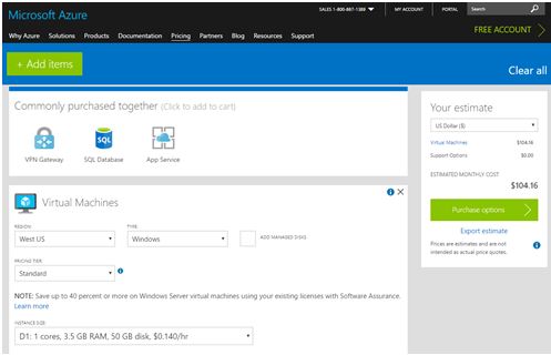 Azure Costs Calculator