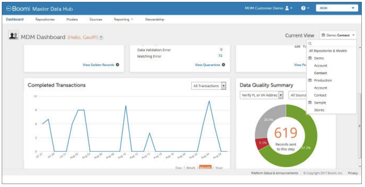 Boomi Master Data Hub interface.