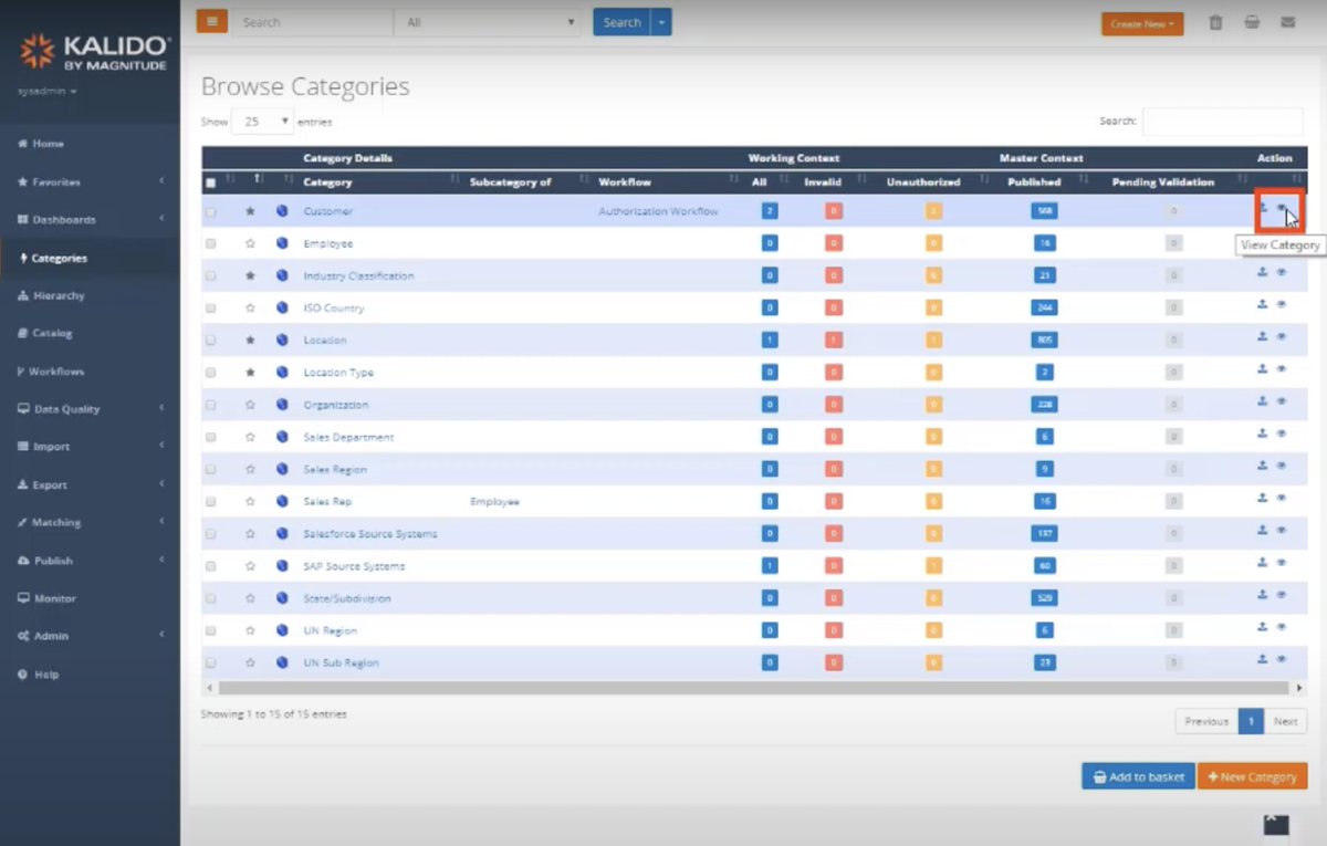 InsightSoftware Kalido interface.