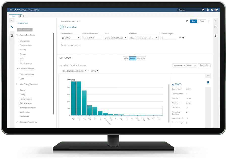 SAS Data Quality interface.